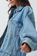 loose denim jacket - Tinted blue