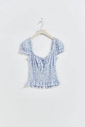 Smock frill top - Pistachio rose