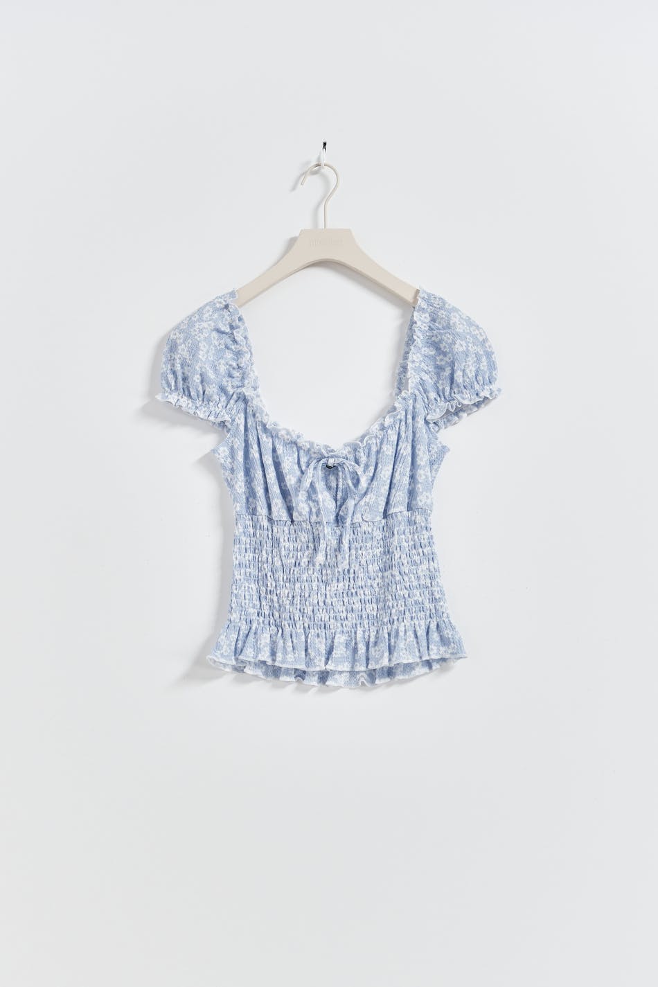 Smock frill top - Pistachio rose