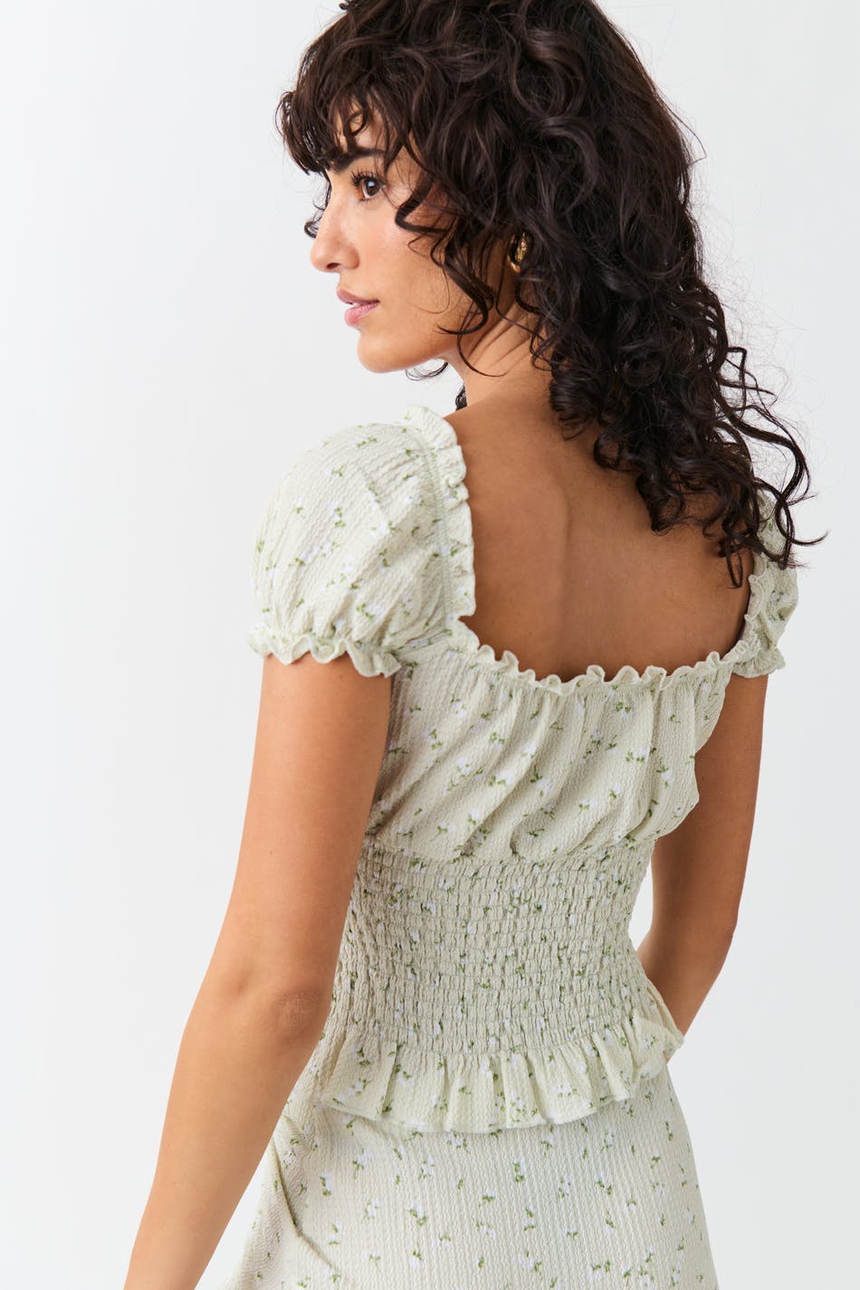 Smock frill top - Blanc cassé