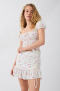 Ruched frill mini skirt - Pistachio rose