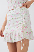 Ruched frill mini skirt - Pistachio rose