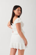 Ruched frill mini skirt - Blanc cassé