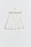 Ruched frill mini skirt - Blanc cassé