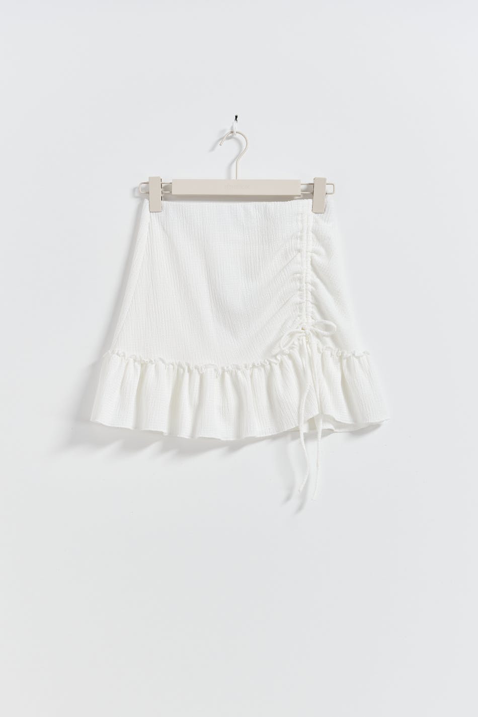 Ruched frill mini skirt - Blanc cassé