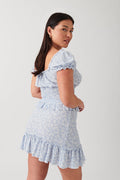 Ruched frill mini skirt - Pistachio rose