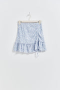 Ruched frill mini skirt - Pistachio rose