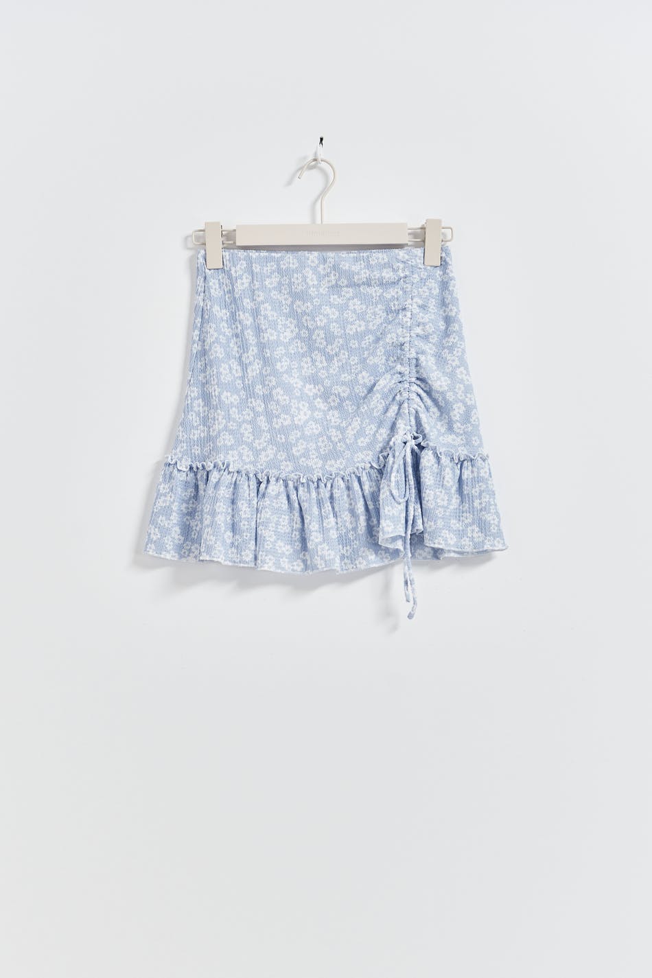 Ruched frill mini skirt - Pistachio rose