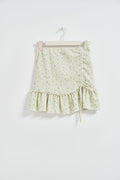 Ruched frill mini skirt - Pistachio rose