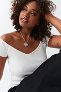 Heart shape rib top - Noir