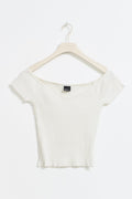 Heart shape rib top - Blanc cassé