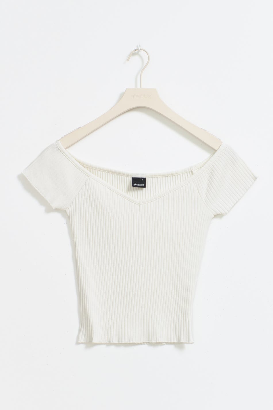 Heart shape rib top - Blanc cassé