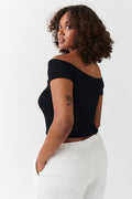 Heart shape rib top - Noir