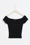 Heart shape rib top - Noir