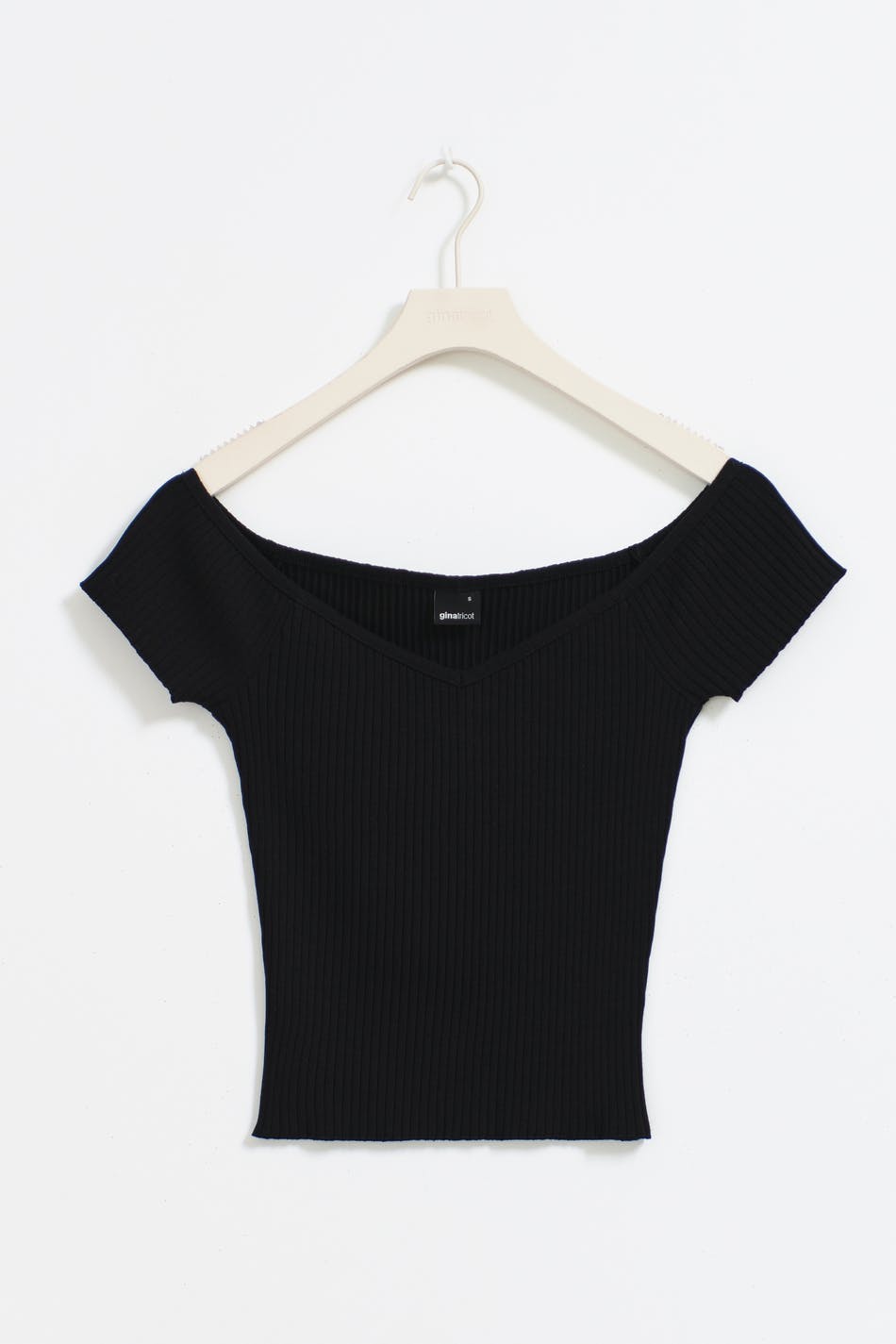 Heart shape rib top - Noir