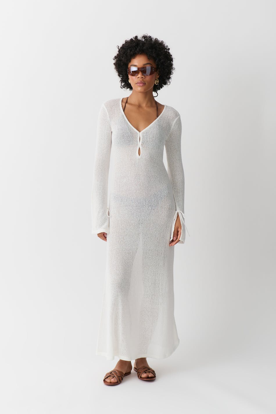 Maxi sheer dress - Blanc cassé