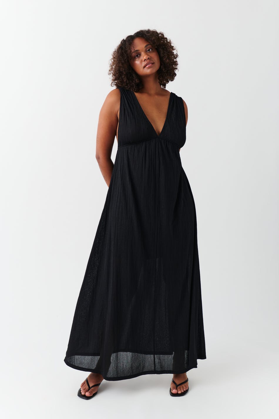 Deep v maxi dress - Noir