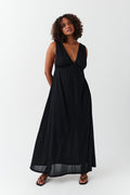 Deep v maxi dress - Noir