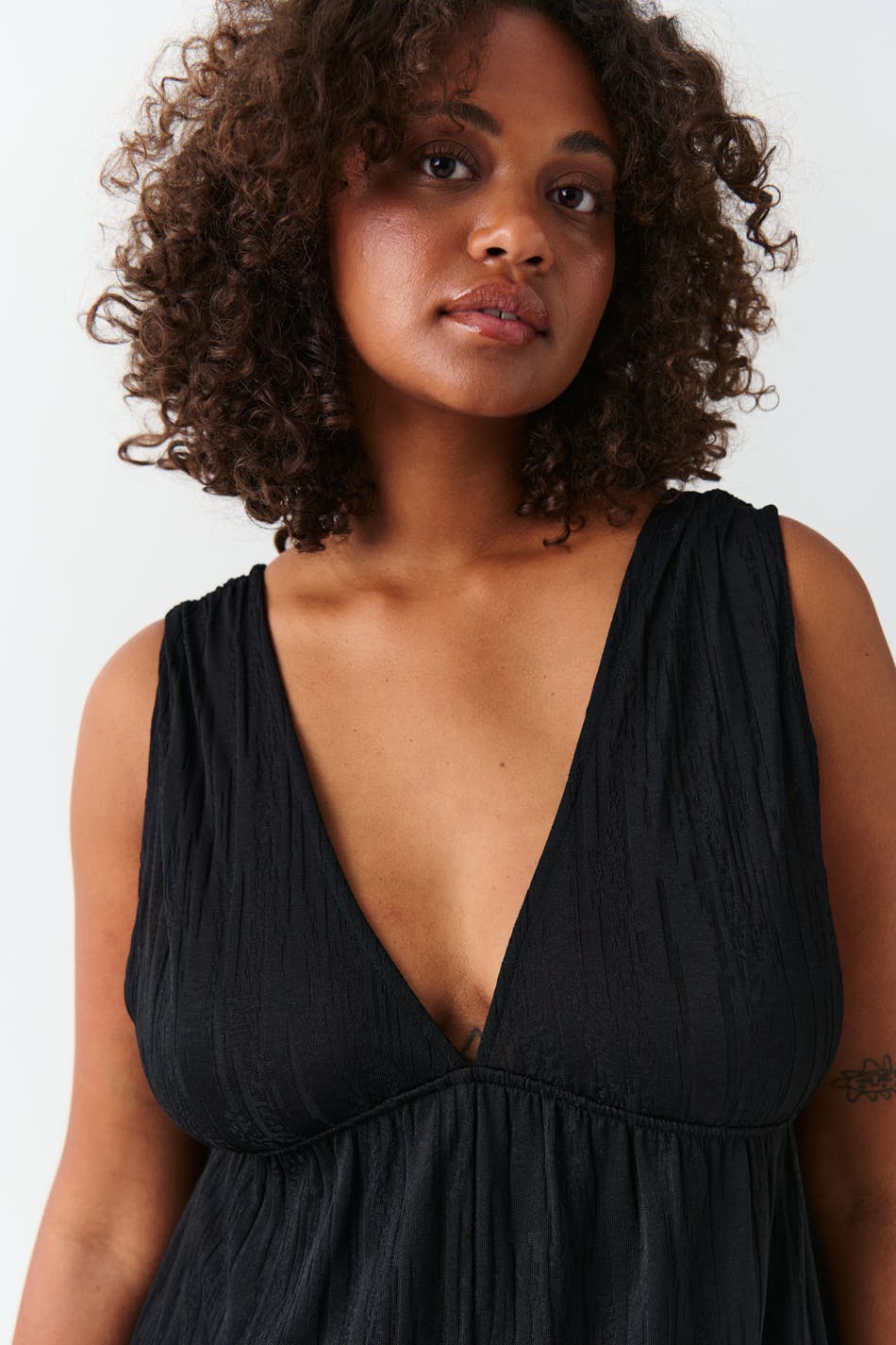 Deep v maxi dress - Noir