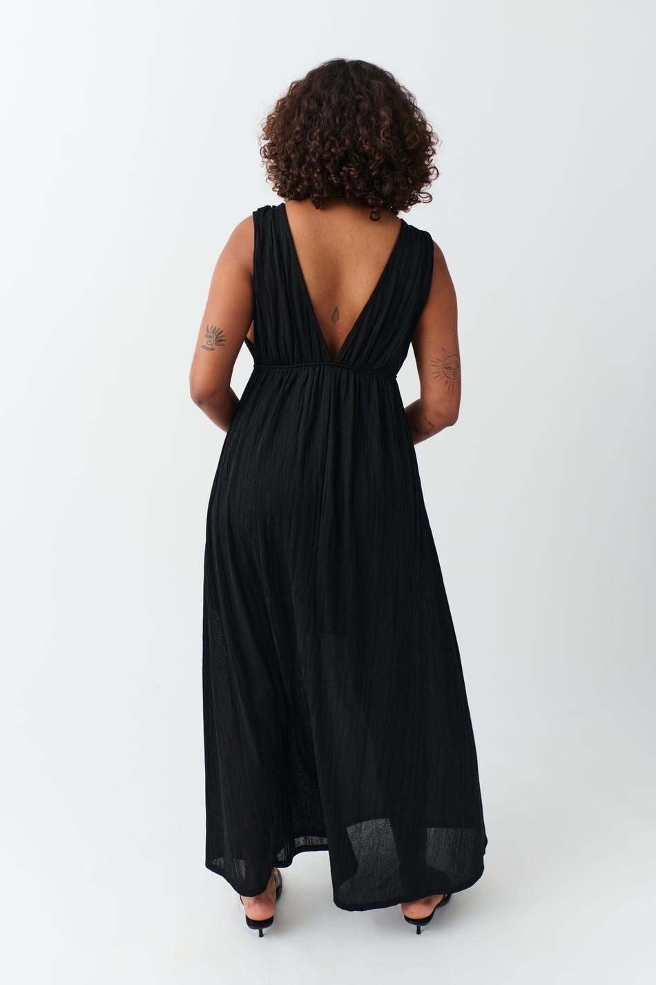 Deep v maxi dress - Noir