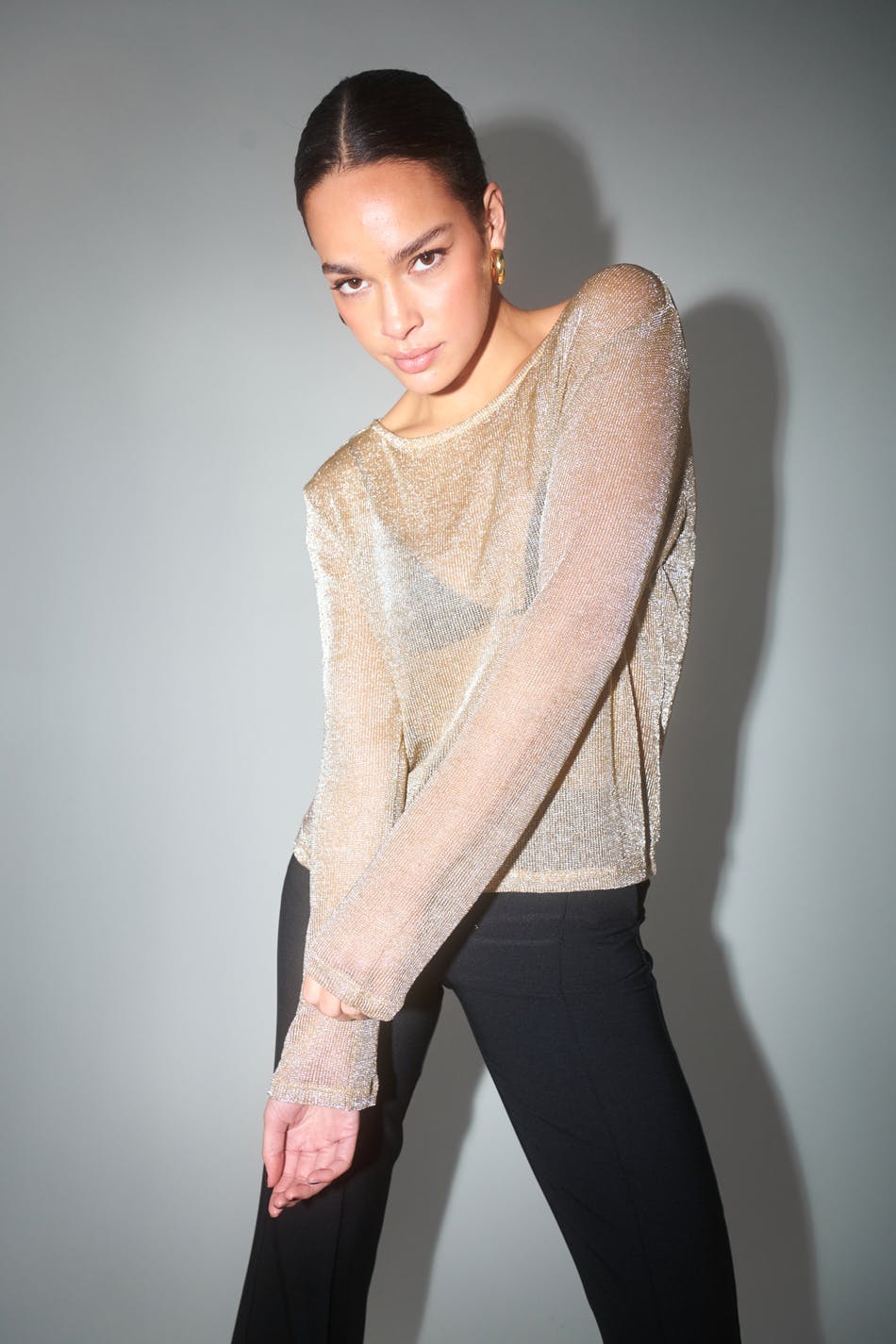 Metallic knitted top - Doré