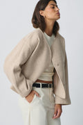 round neck short jacket - Bleu marine