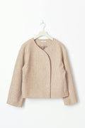 round neck short jacket - Beige melange