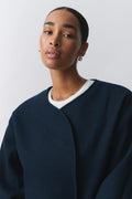 round neck short jacket - Bleu marine