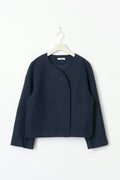 round neck short jacket - Bleu marine