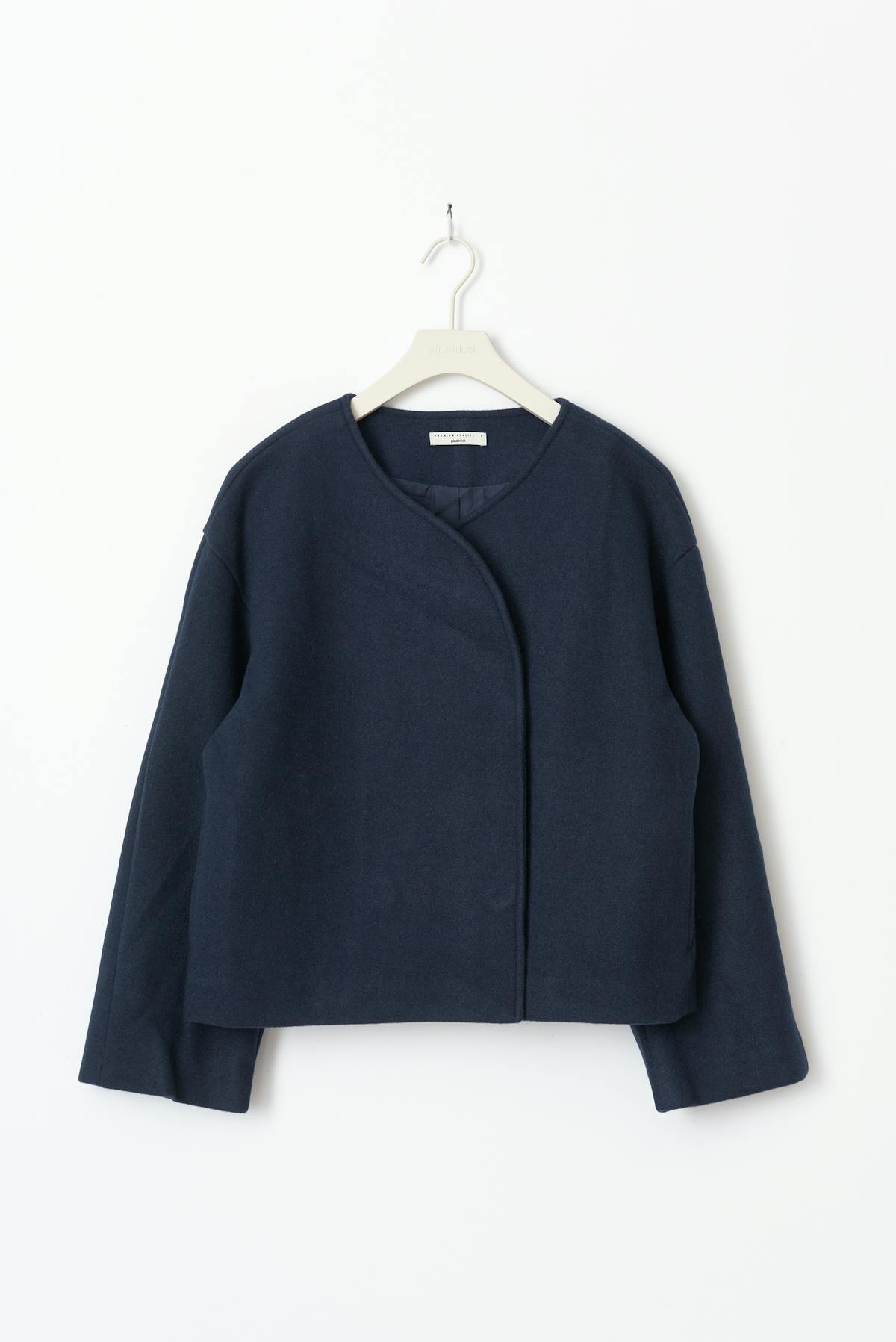 round neck short jacket - Bleu marine