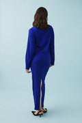 Rib slit skirt - Cobolt