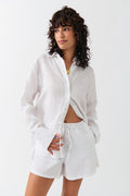 Relaxed linen blend shorts - Noir