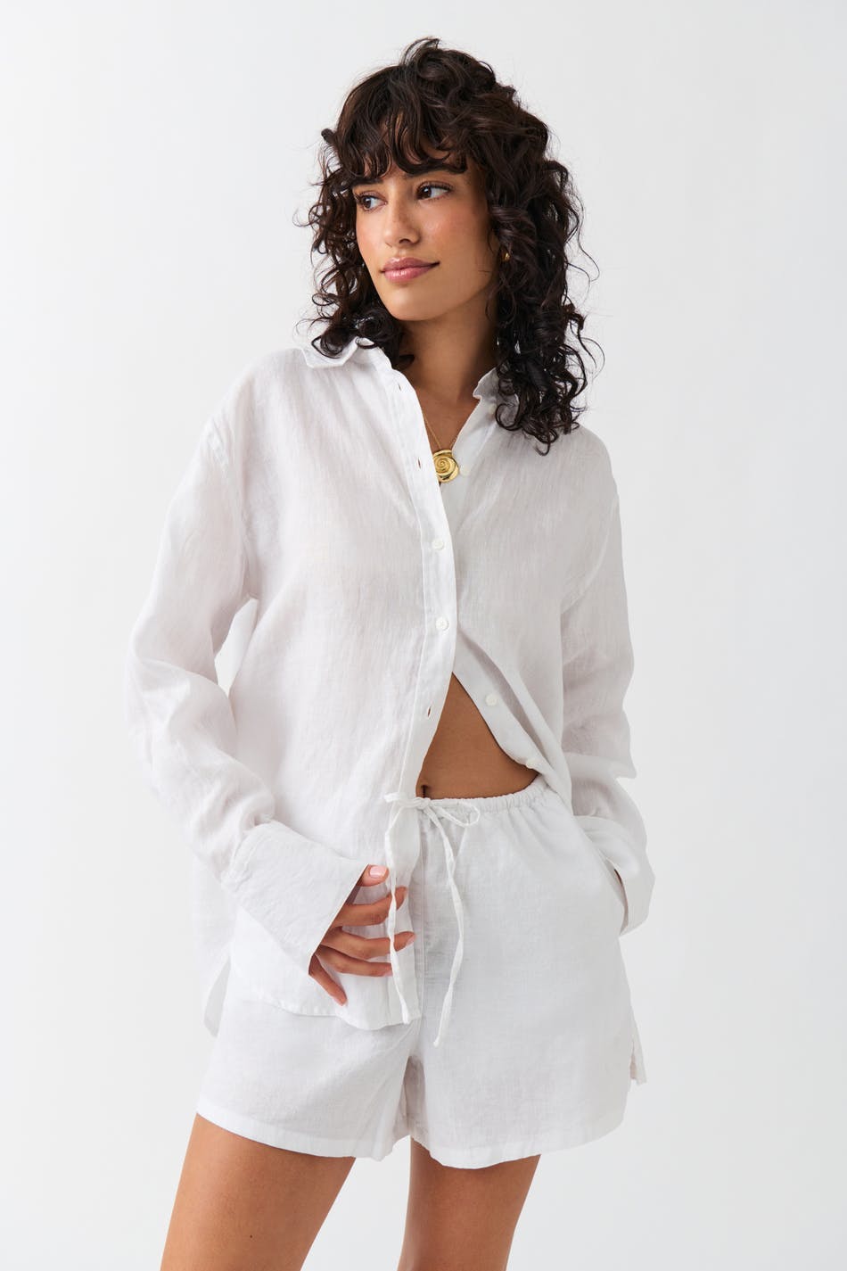 Relaxed linen blend shorts - Noir