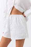 Relaxed linen blend shorts - Noir