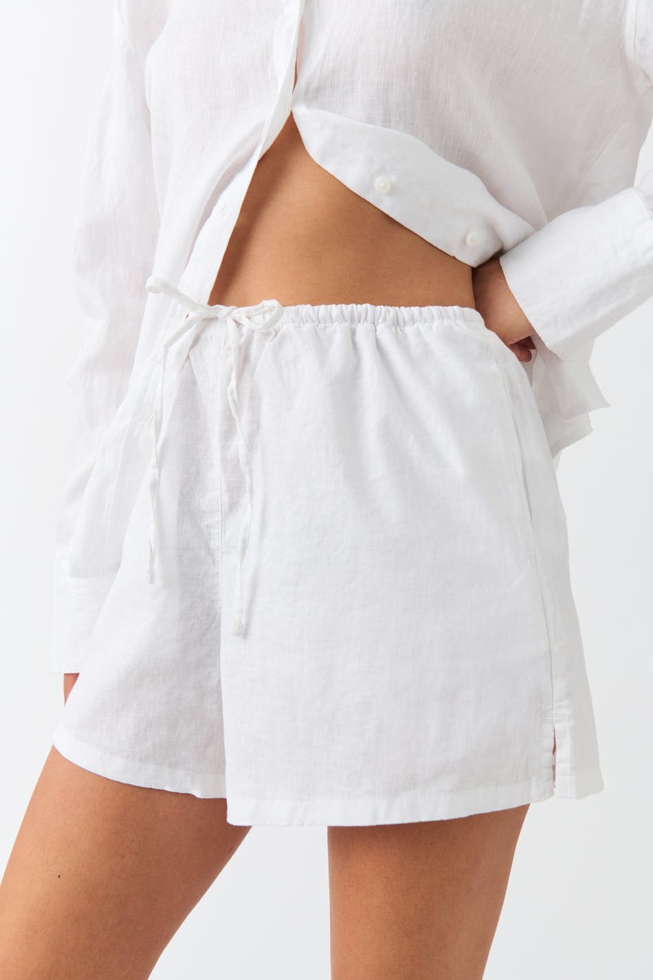 Relaxed linen blend shorts - Noir