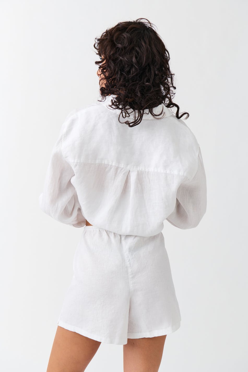 Relaxed linen blend shorts - Noir