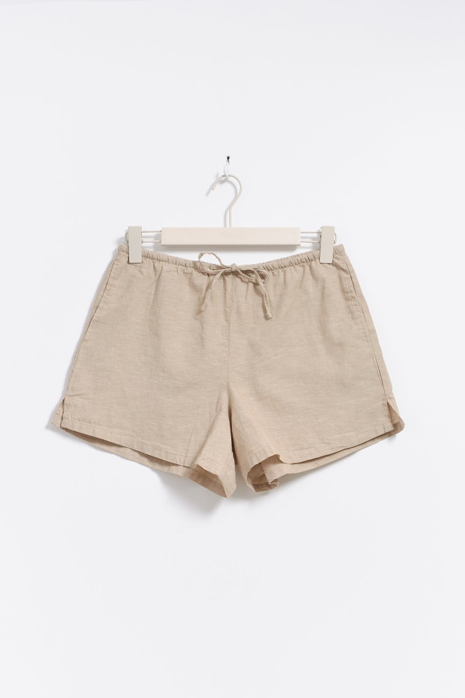 Relaxed linen blend shorts - Beige/stripe