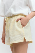 Relaxed linen blend shorts - Rose clair