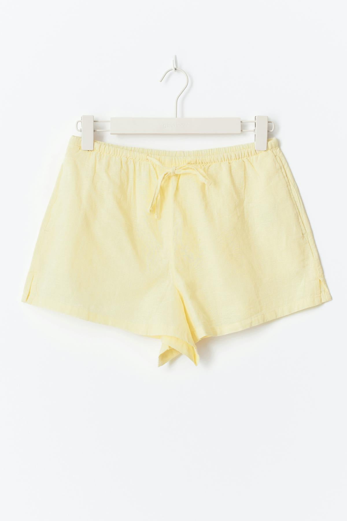 Relaxed linen blend shorts - Rose clair