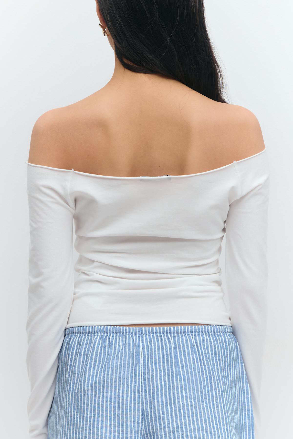 Relaxed linen blend shorts - Pink stripe