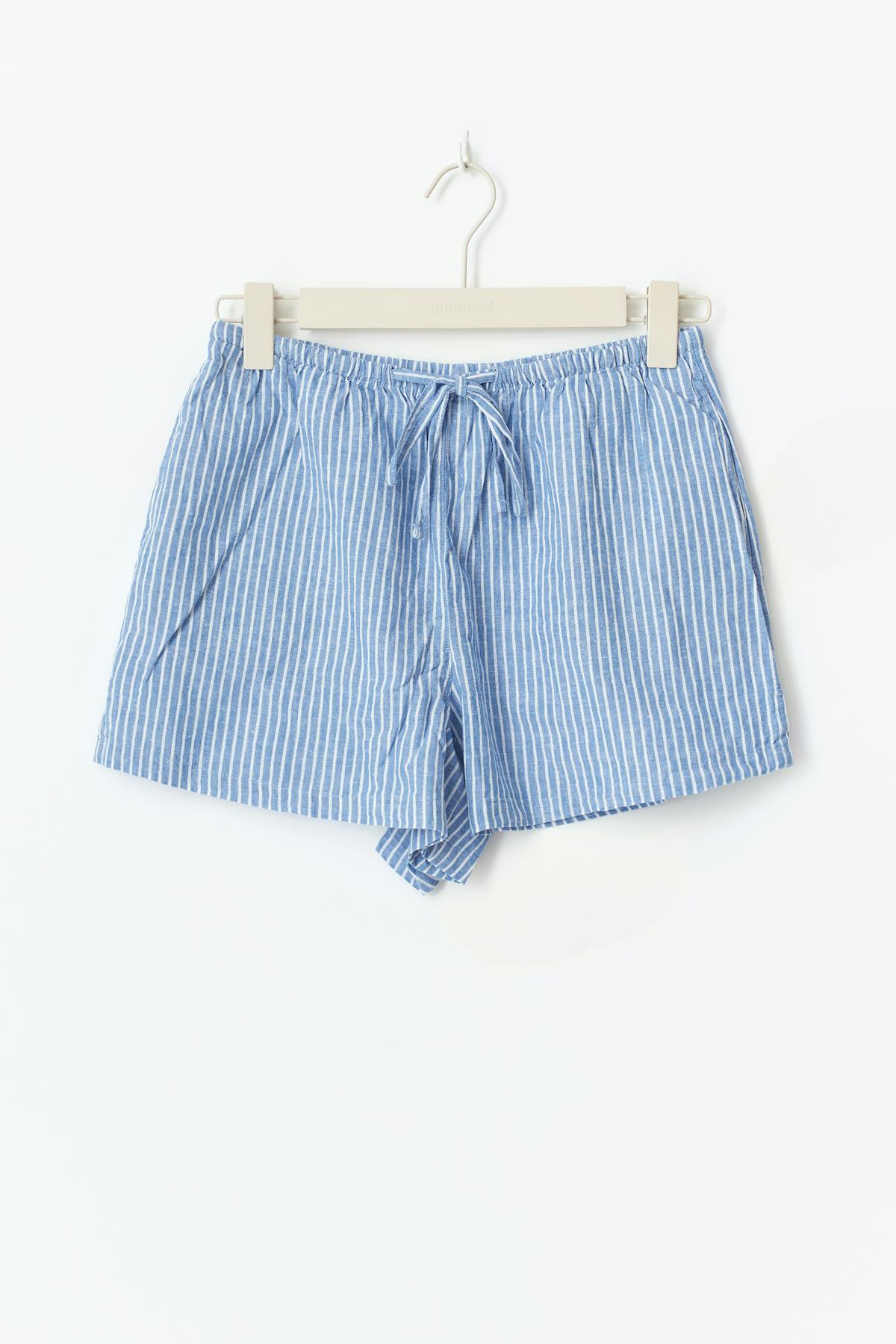 Relaxed linen blend shorts - Pink stripe