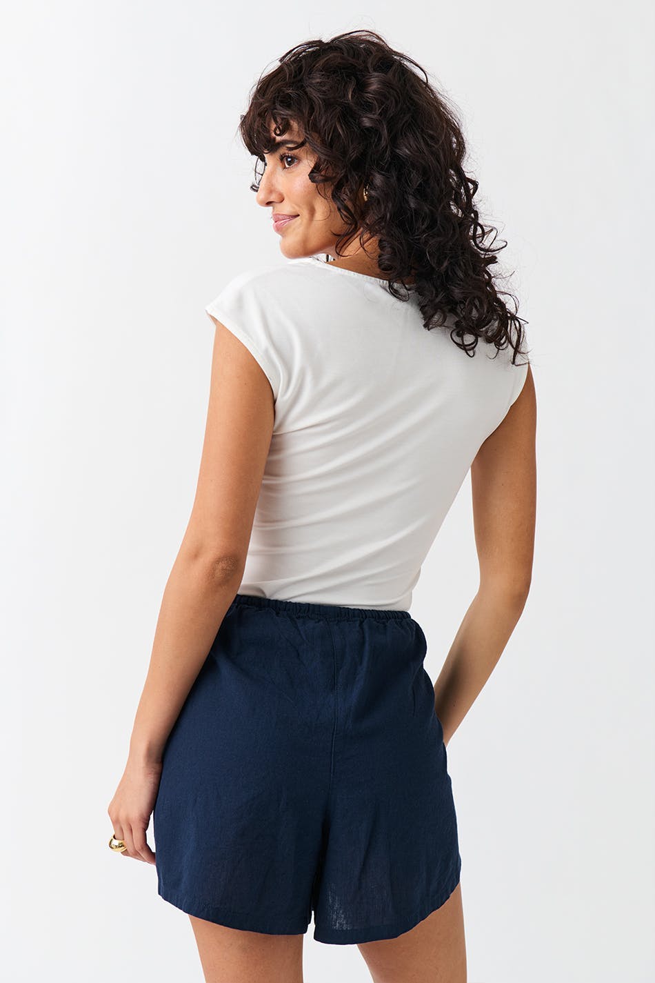 Relaxed linen blend shorts - Blanc