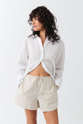 Relaxed linen blend shorts - Blanc