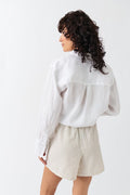 Relaxed linen blend shorts - Blanc