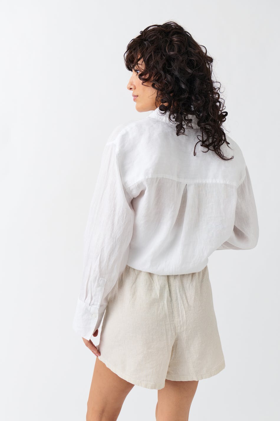 Relaxed linen blend shorts - Blanc