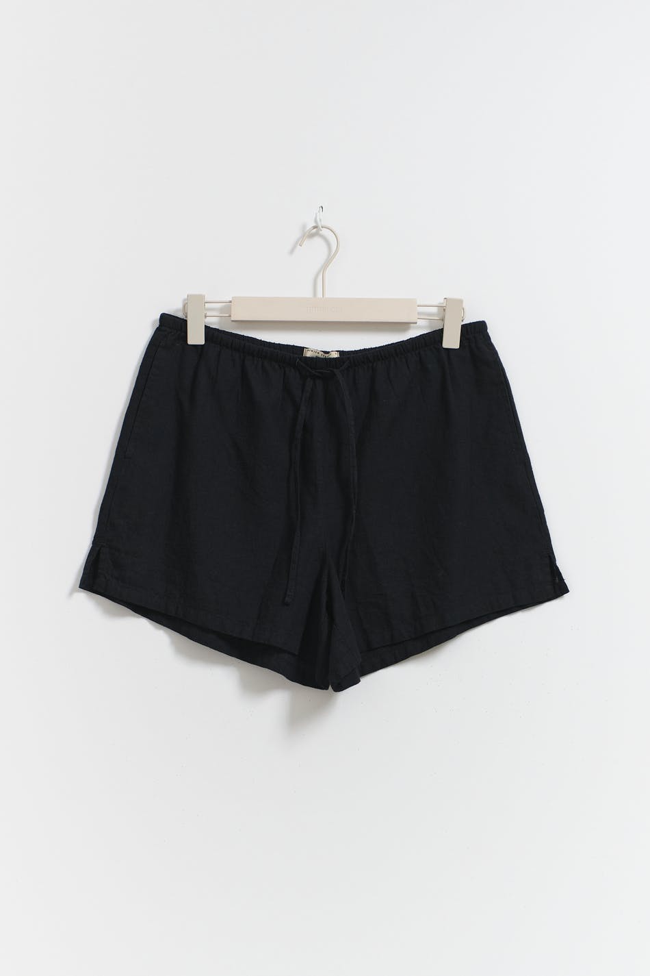 Relaxed linen blend shorts - Noir