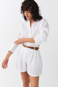 Linen shorts - Lt linen beige