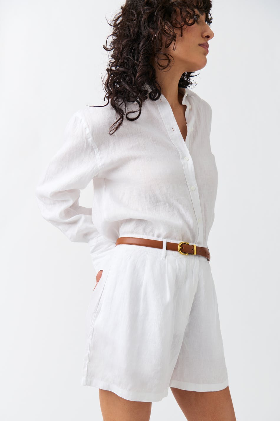 Linen shorts - Lt linen beige