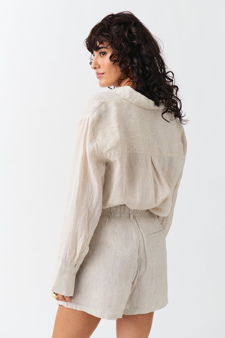 Linen shorts - Lt linen beige