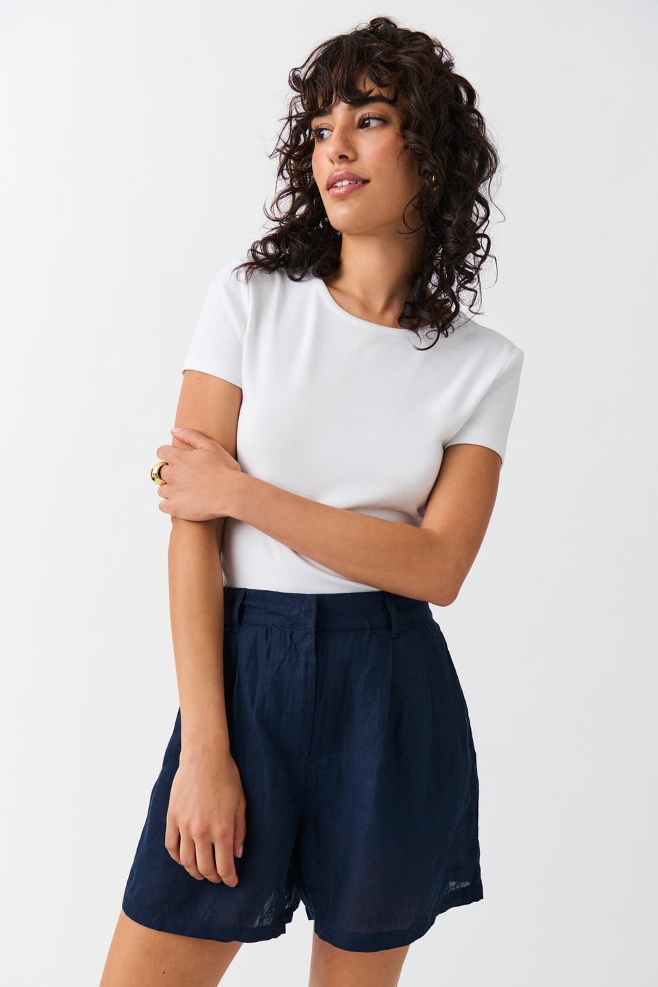 Linen shorts - Bleu marine